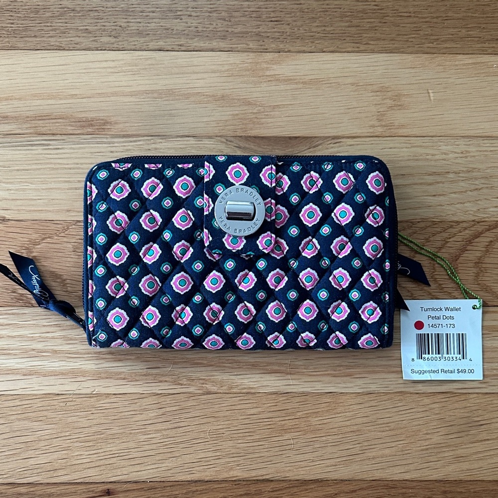 Vera Bradley Petal Pink and Navy Wallet